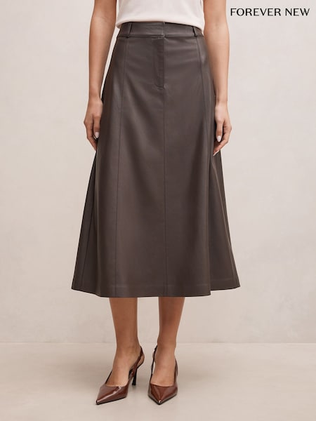 Smeđa - Forever New Isla Vegan Leather Midi Skirt