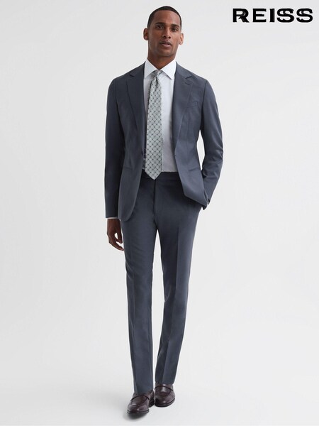 Reiss Airforce Blue Fine Wool Side Adjusters Regular Fit Trousers (116203) | €215