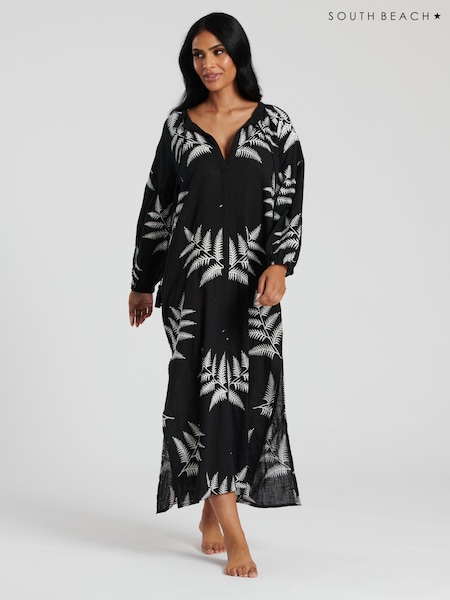 South Beach 100% Cotton Palm Emboridered Maxi Dress (116236) | ‏160 د.إ.‏
