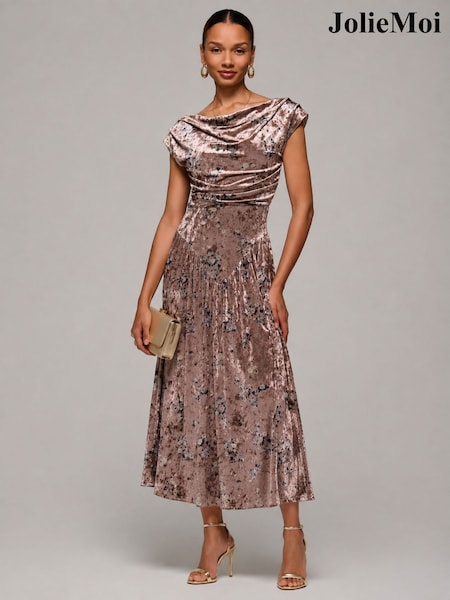 Cream - Jolie Moi Cowl Neck Velvet Midaxi Dress