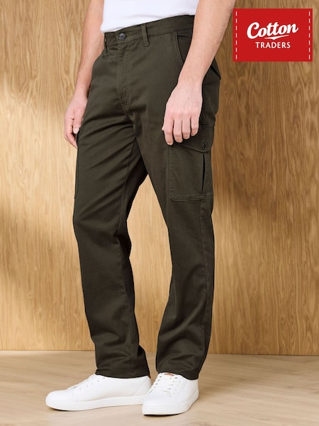 Zaļš - Regular Cotton Traders Signature Stretch Cargo Trousers 33"