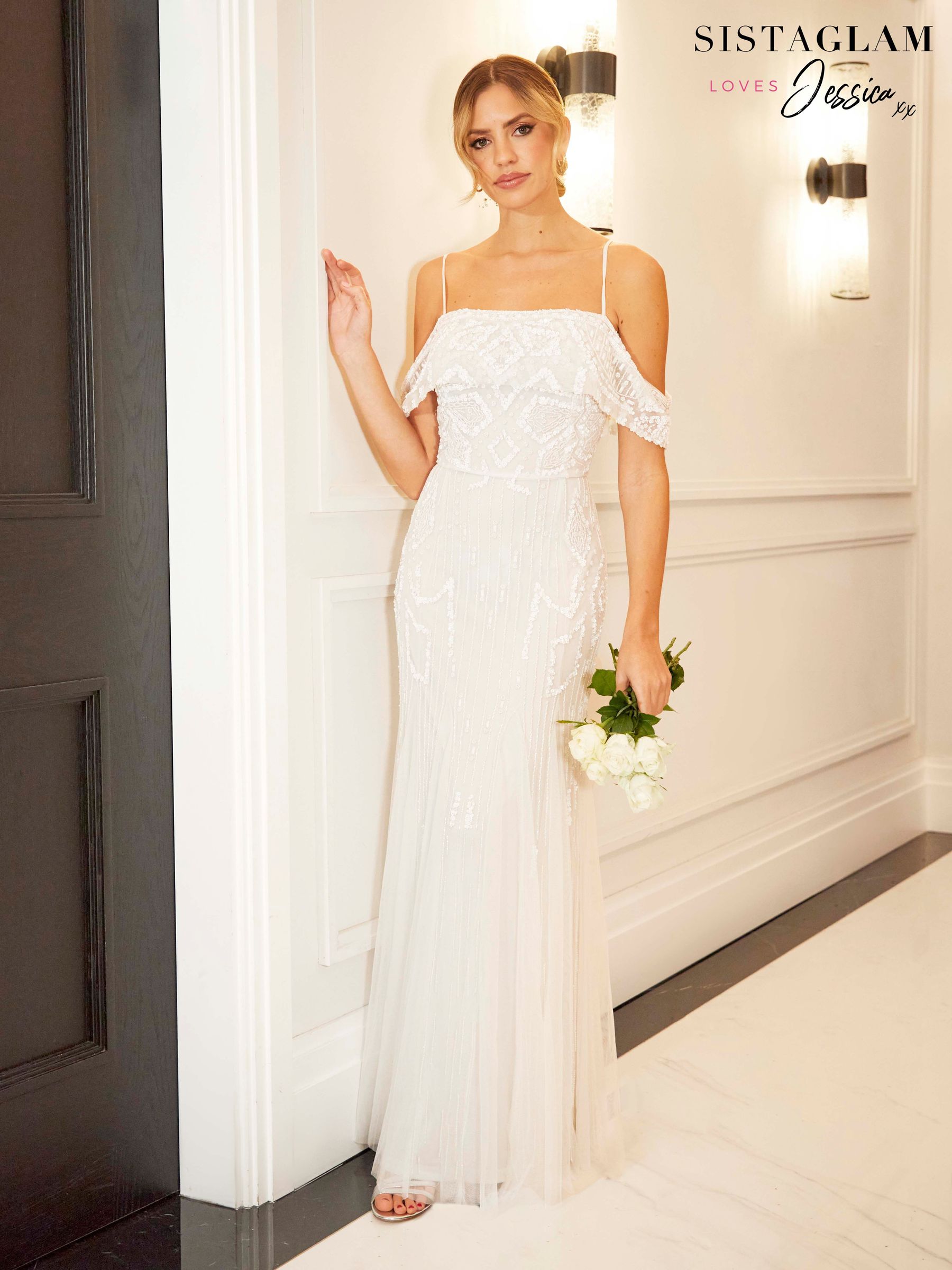 White bardot maxi dress new arrivals