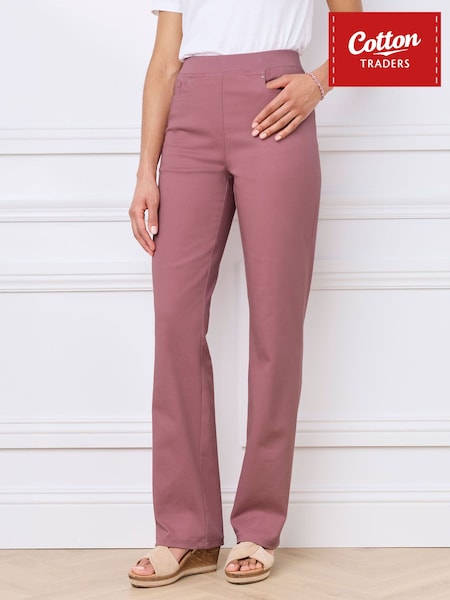 rožnata - Cotton Traders Premium Pull-on Twill Straight Leg 27" Jeans