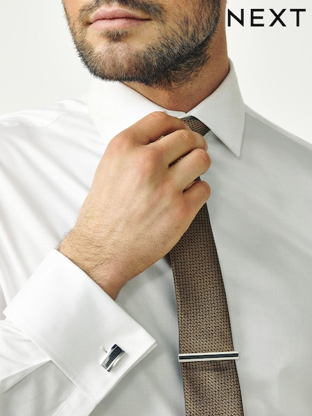Silver/Black Textured Cufflink And Tie Clip Set (117997) | €10