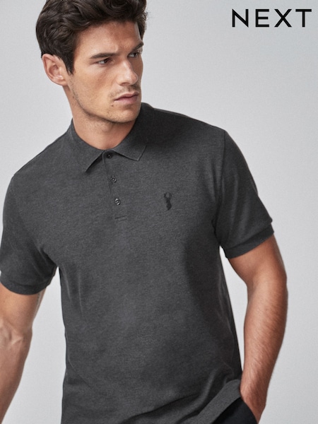 Grey Charcoal Regular Fit Short Sleeve Pique Polo Shirt (118194) | $32
