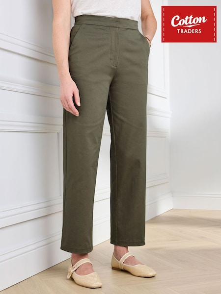 Green - Cotton Traders Ankle Grazer Chino Trousers 27"