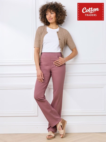 Pink - Cotton Traders Premium Pull-on Twill Straight Leg 31" Jeans