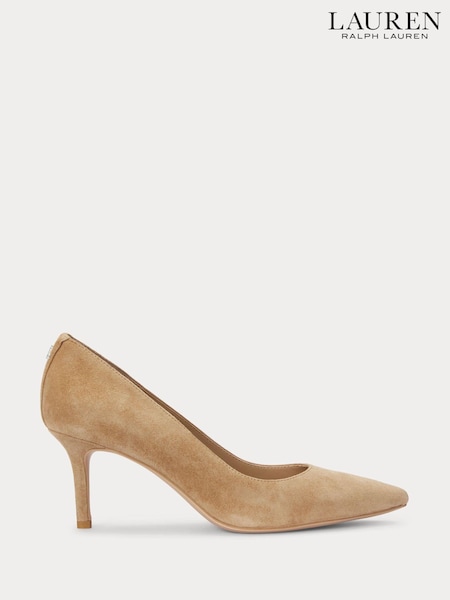 Cămilă - Lauren Ralph Lauren Camel Lanette Suede Pantofi cu toc jos și înalt (118990) | 724 LEI