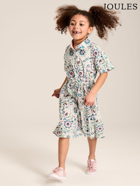 Joules Girls' Summer Pink / Green Textured Shirt Dress (119500) | €25 - €30.50