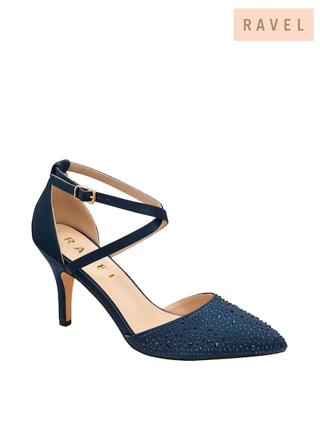 Ravel Blue Strappy Diamante Court Shoes (119517) | AED204