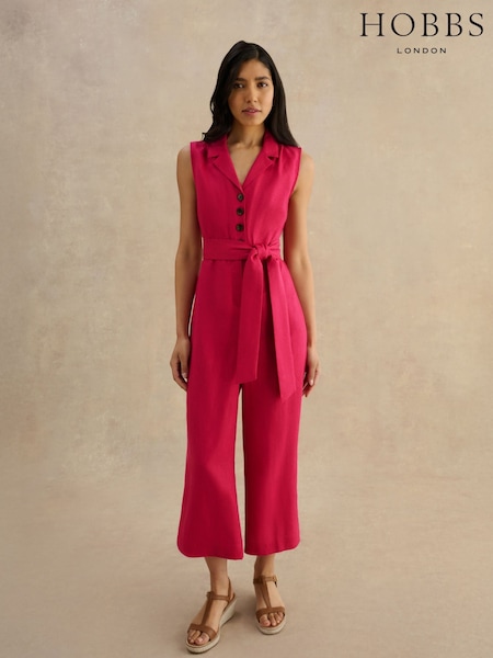 Cherry Pink - Hobbs Destiny Linen Jumpsuit