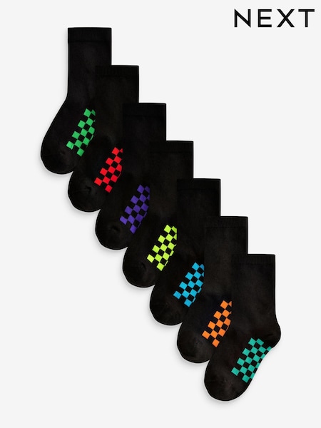 Schwarz/Schachbrettmuster - Cotton Rich Socks 7 Pack (119719) | 13 € - 16 €