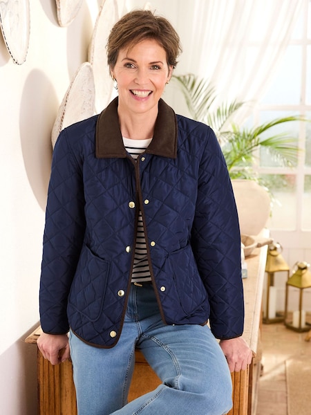 Blue - Cotton Traders Showerproof Quilted Jacket