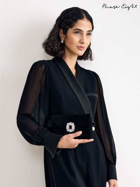 Black - Phase Eight Sparkle Clutch Bag