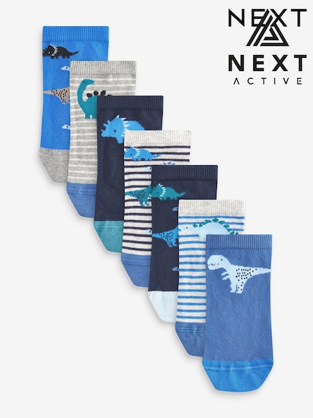 Blau/Dino-Print - Rich Trainers Socks 7 Pack (120106) | 10 € - 13 €