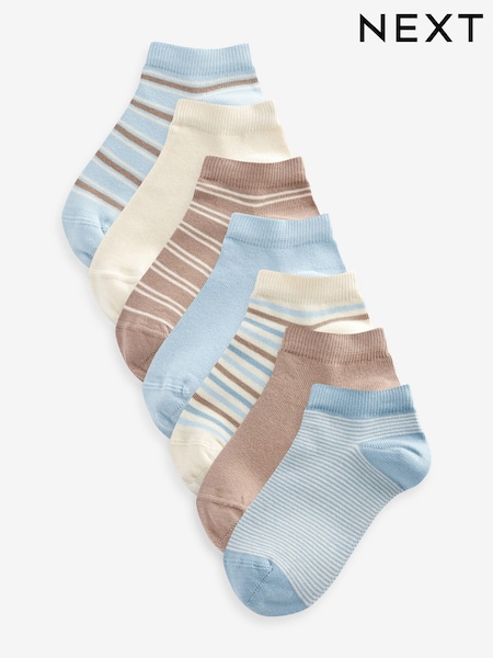 Nevtralna/modra s črtami - Cotton Rich Trainers Socks 7 Pack (120245) | € 7 - € 9