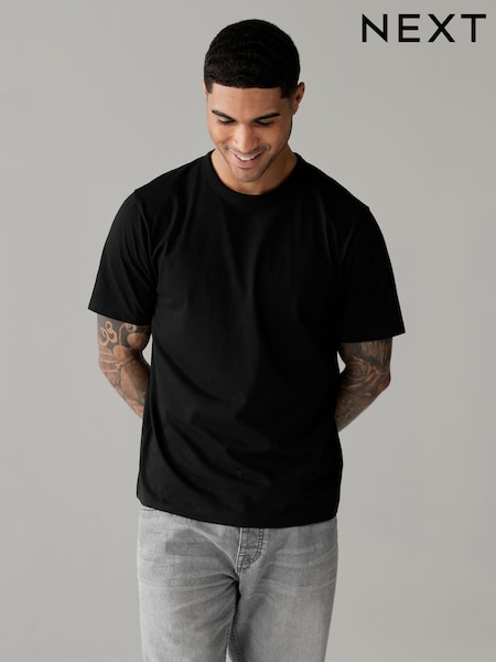 Black Short Sleeve Basic Crew Neck Regular Fit T-Shirt (120492) | €4