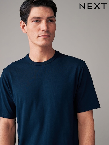 Navy Blue Short Sleeve Basic Crew Neck Regular Fit T-Shirt (120506) | €3