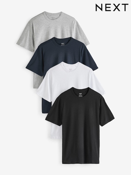 Black/White/Navy/Grey Marl Basic Crew Neck T-Shirts 4 Pack (120561) | €21