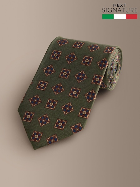 Green - Regular Signature Italian Silk Design Tie