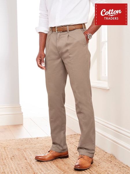 Brown - Regular Cotton Traders Ultimate Chino Trousers 31"