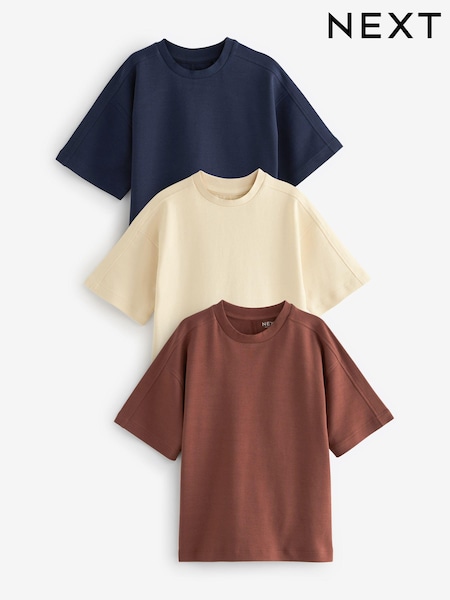 Berry/Navy Blue/Cream Oversized 100% Cotton T-Shirts 3 Pack (3-16yrs) (121204) | €23 - €29