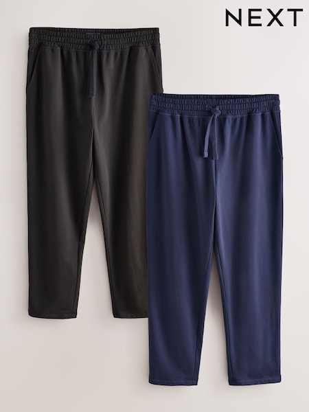 Black/Navy Open Hem Slim Lightweight 100% Cotton Joggers 2 Pack (121297) | 168 QAR