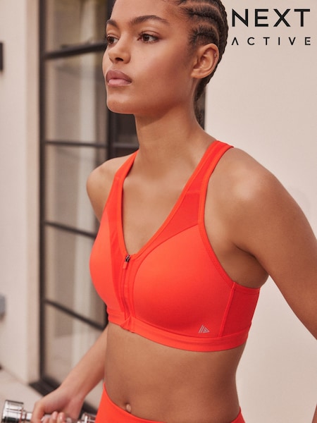 Red Active Sports High Impact Dry Tech Zip Front Bra B-GG (121749) | 144 SAR