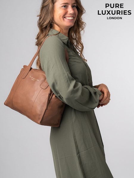 חום-אדמדם - Pure Luxuries London Alexandra Leather Handbag (121795) | ‏246‏₪