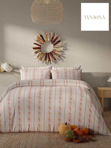 Vantona Halloween Stripe Pumpkin Duvet Cover And Pillowcase Set