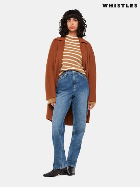 Whistles Cream Stripe Rib Detail Funnel Knit Jumper (121866) | €33