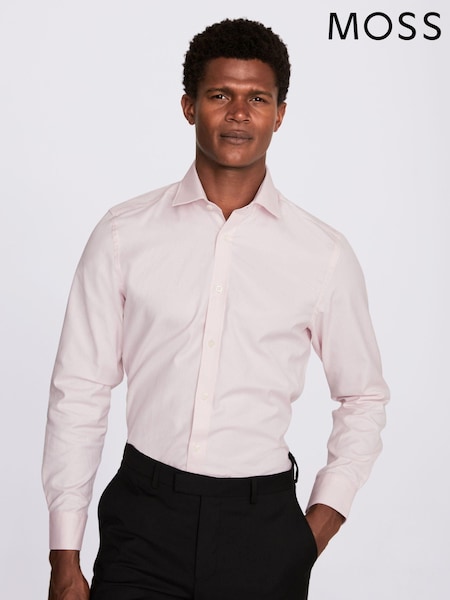 MOSS Pink Single Cuff Dobby 100% Cotton Shirt (122591) | €38