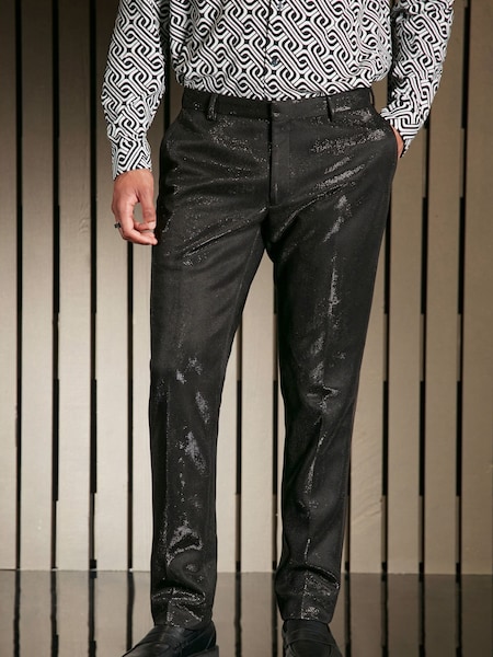 Black EDIT Slim Glitter Tuxedo Suit Trousers (122686) | € 12