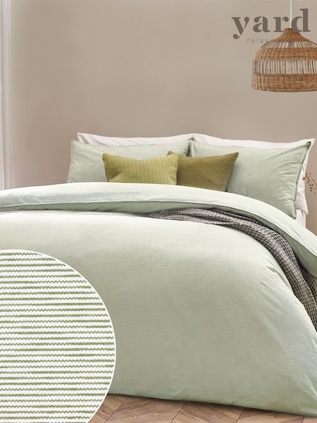 Yard Khaki Green Heaton Stripe 100% Cotton Duvet Cover Set (122719) | €42 - €74