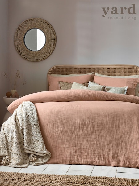 Yard Pink Clay Lark Muslin 100% Cotton Duvet Cover Set (122749) | €53 - €103
