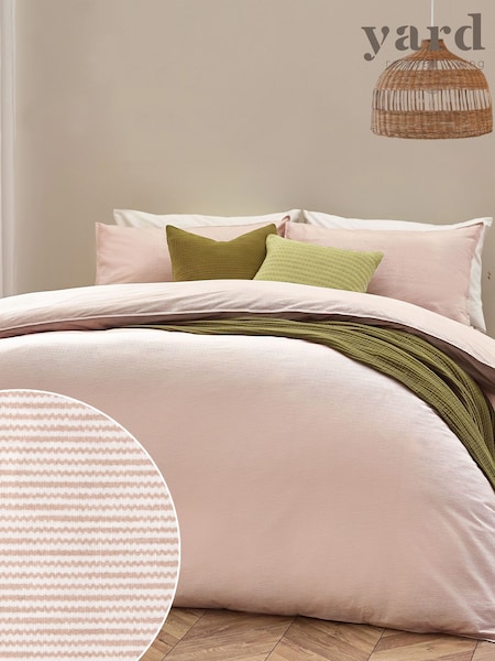 Yard Baked Earth Pink Heaton Stripe 100% Cotton Duvet Cover Set (122796) | €42 - €74