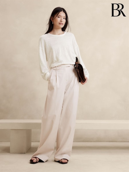 Banana Republic White Linen Dolman Long Sleeve Top (122991) | €48