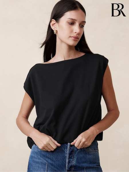 Banana Republic Black Aveline Cotton Sleeveless Top (123080) | €31