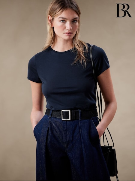 Banana Republic Navy Blue Lightweight Crew-Neck T-Shirt (123136) | €34