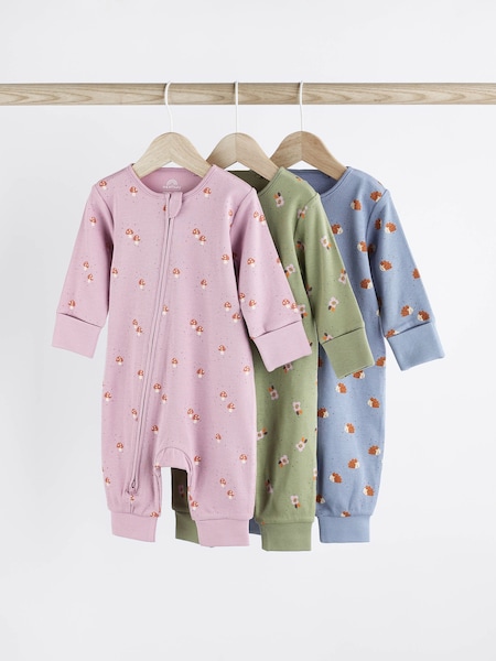 Purple Baby Footless Sleepsuits 3 Pack (0mths-2yrs) (123140) | € 19 - € 21