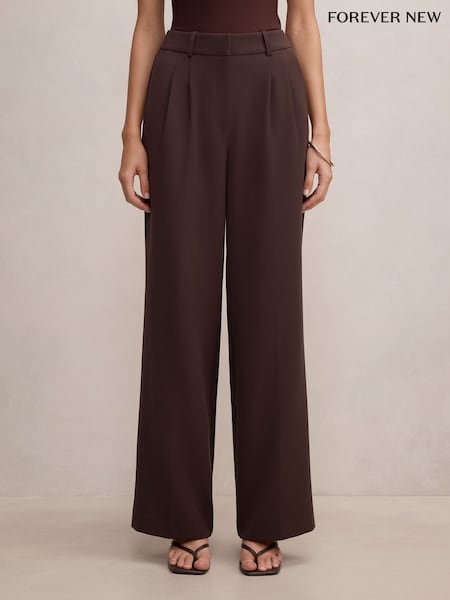 Brown - Forever New Eva Wide Leg Trousers