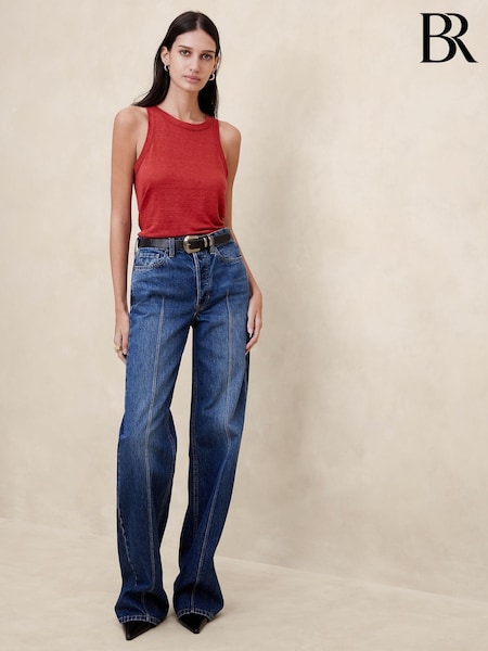 Banana Republic Red Linen Racer Tank Sleeveless Vest (123365) | €23