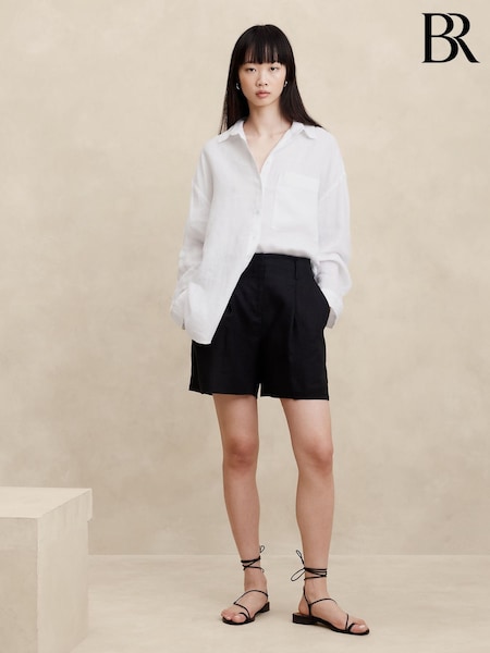Banana Republic White The Oversized Linen Shirt (123401) | €125