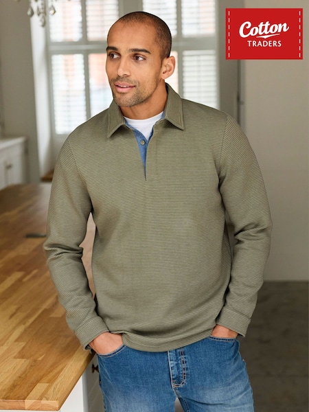 Green - Regular Cotton Traders Brushed Textured Top