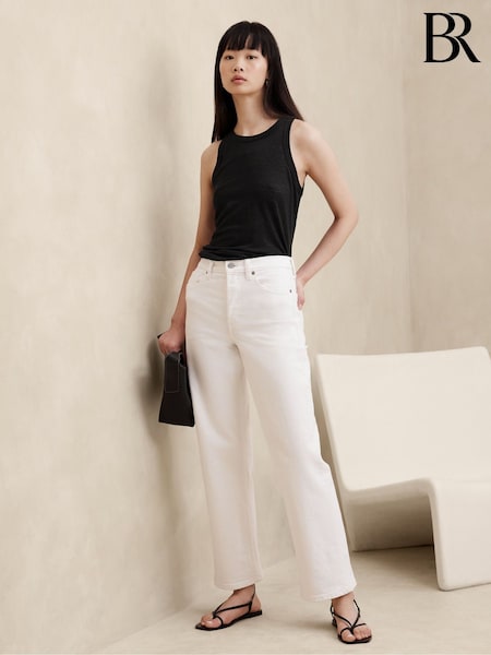 Banana Republic Black 100% Linen Racer Vest Top (123870) | €53