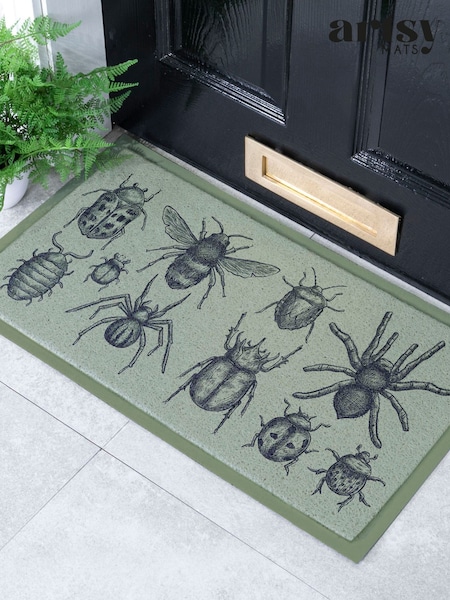 Tapete de entrada Artsy Mats com estampa de insetos para ambientes internos e externos.