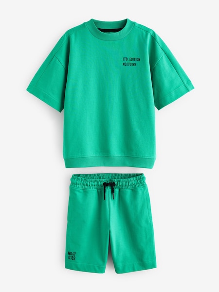 zelena - 100% Cotton Midweight Shorts Sleeves Crew T-Shirt and Shorts Set (3-16yrs) (125594) | € 15 - € 23
