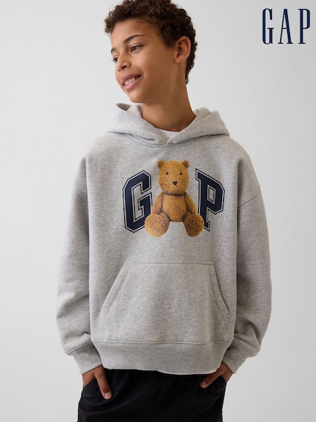 Grey - Gap Vintage Soft Brannan Bear Logo Hoodie (4-13yrs)