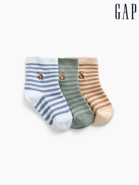 Blå - Gap Brannan Bear Stripe Socks (3-pack) (0-24mths)