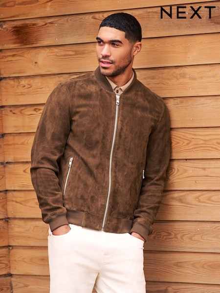 Brown Suede Bomber Jacket (125918) | $258